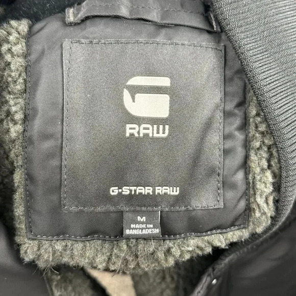 G Star Raw Sherpa Bomber Jacket Mens Medium Lined Snap Closure Winter Moto EUC - Picture 3 of 12